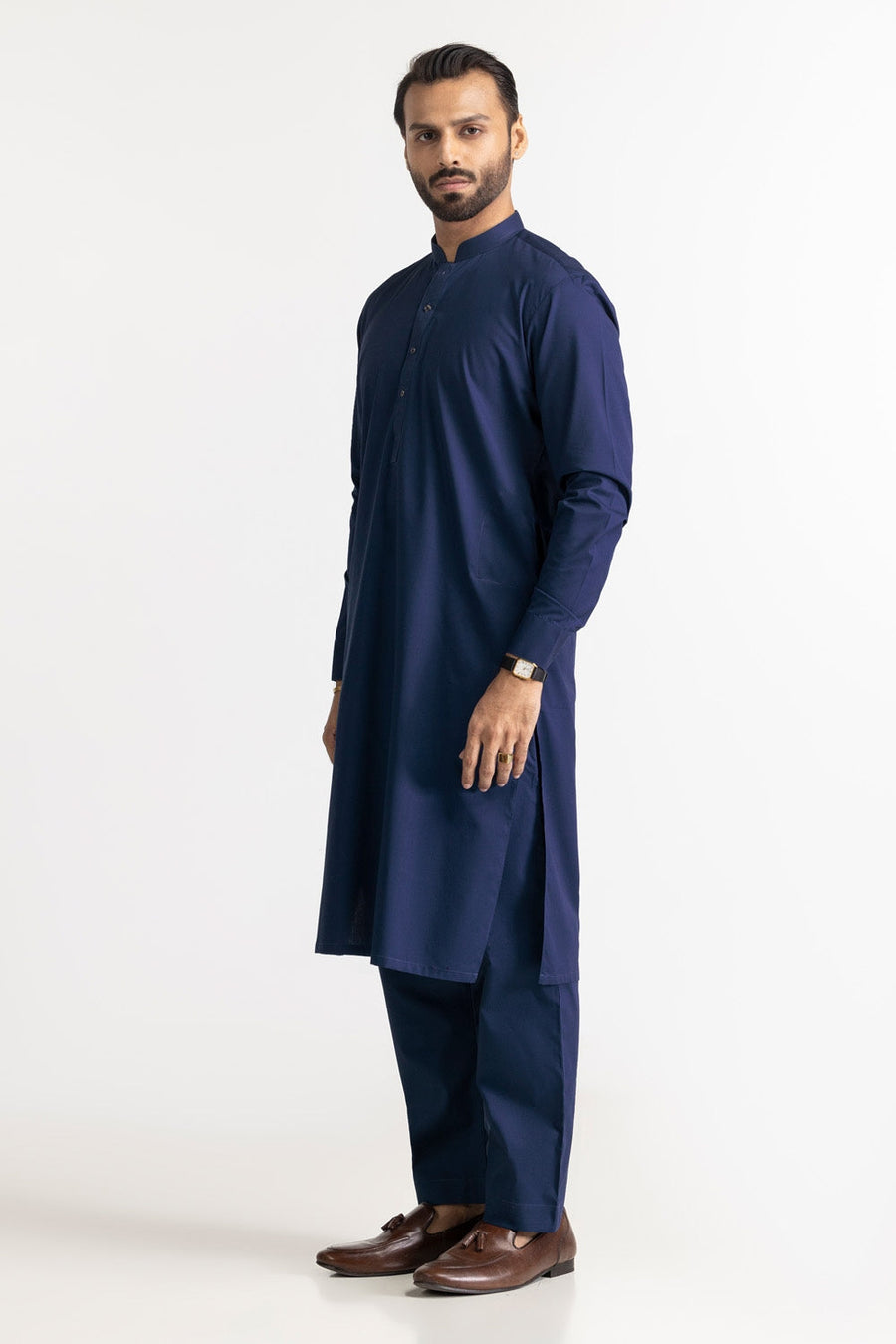 Ivory Mulberry Silk Blend 2-Piece Kurta | Minimalist Collar