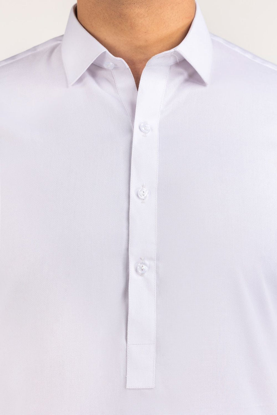 Ivory Mulberry Silk Blend 2-Piece Kurta | Minimalist Collar