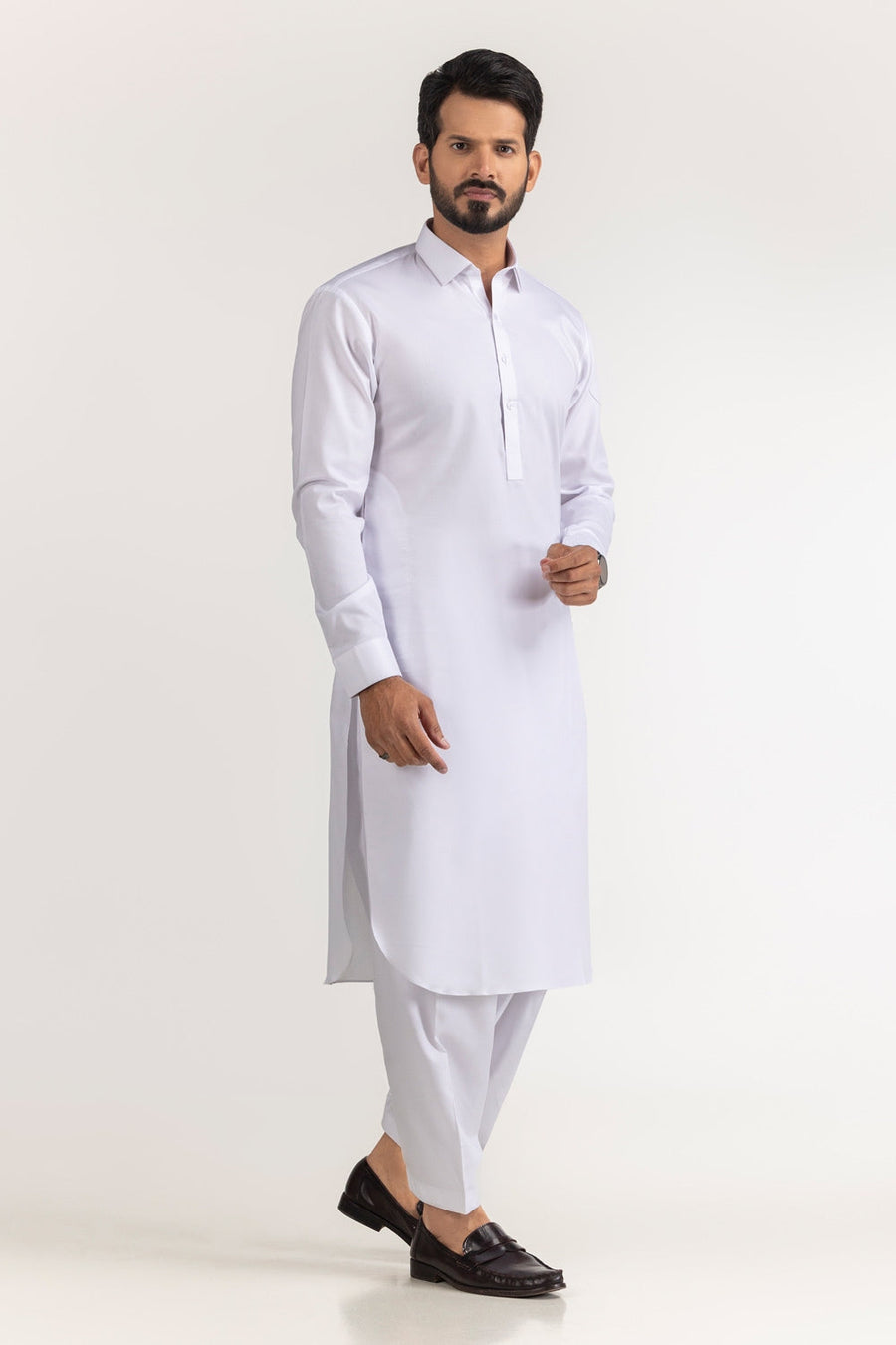 Ivory Mulberry Silk Blend 2-Piece Kurta | Minimalist Collar