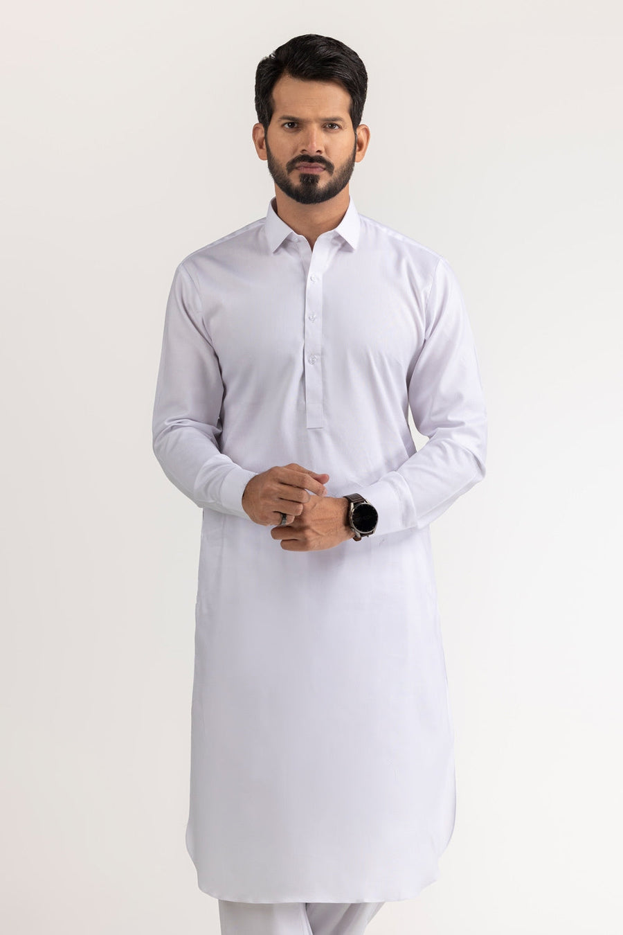 Ivory Mulberry Silk Blend 2-Piece Kurta | Minimalist Collar