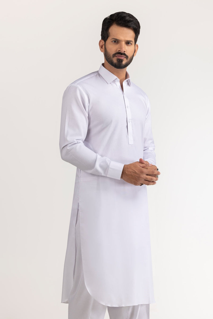 Ivory Mulberry Silk Blend 2-Piece Kurta | Minimalist Collar