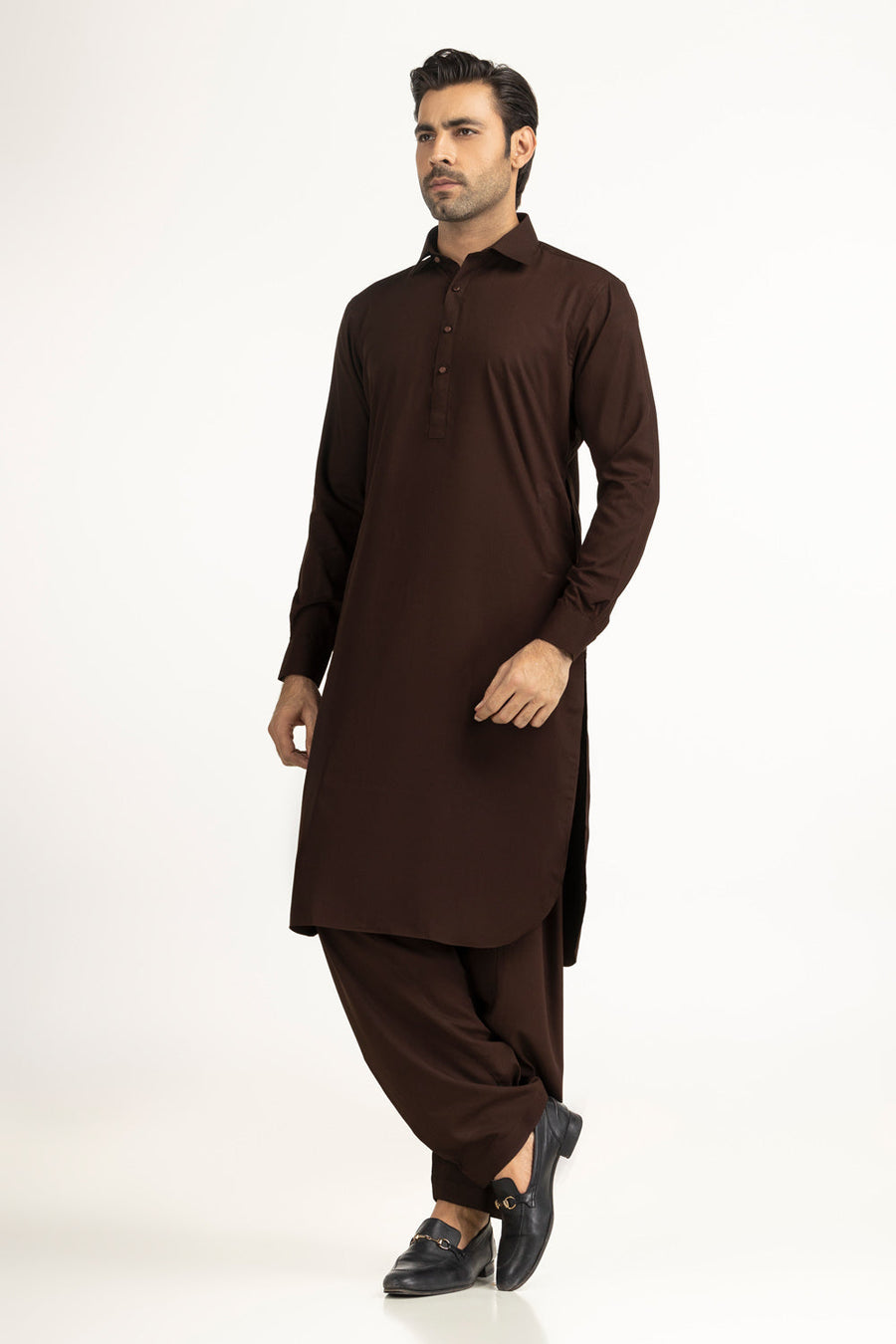 Slate Blue Cotton 2-Piece Kurta | Button-Front Collar