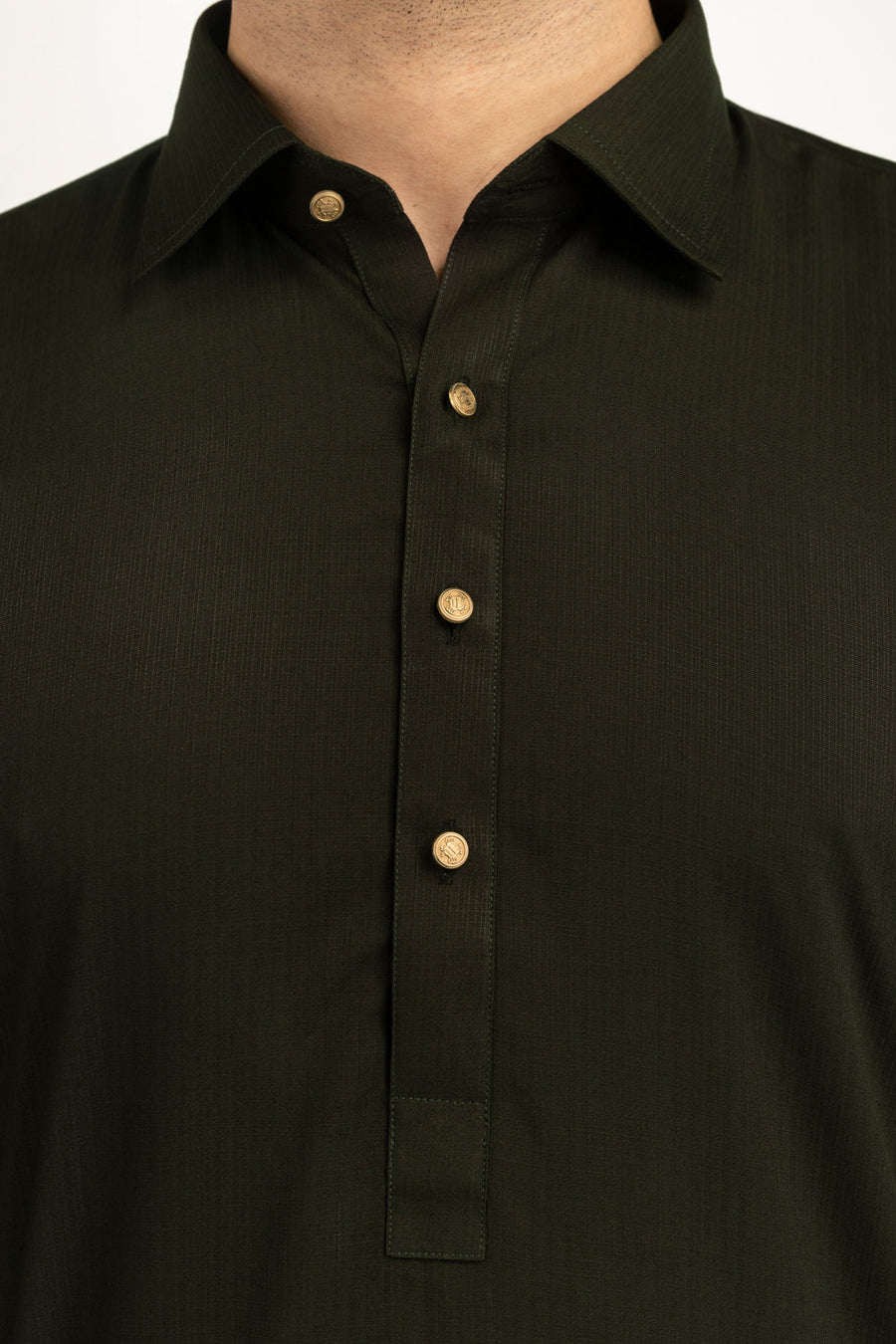 Slate Blue Cotton 2-Piece Kurta | Button-Front Collar