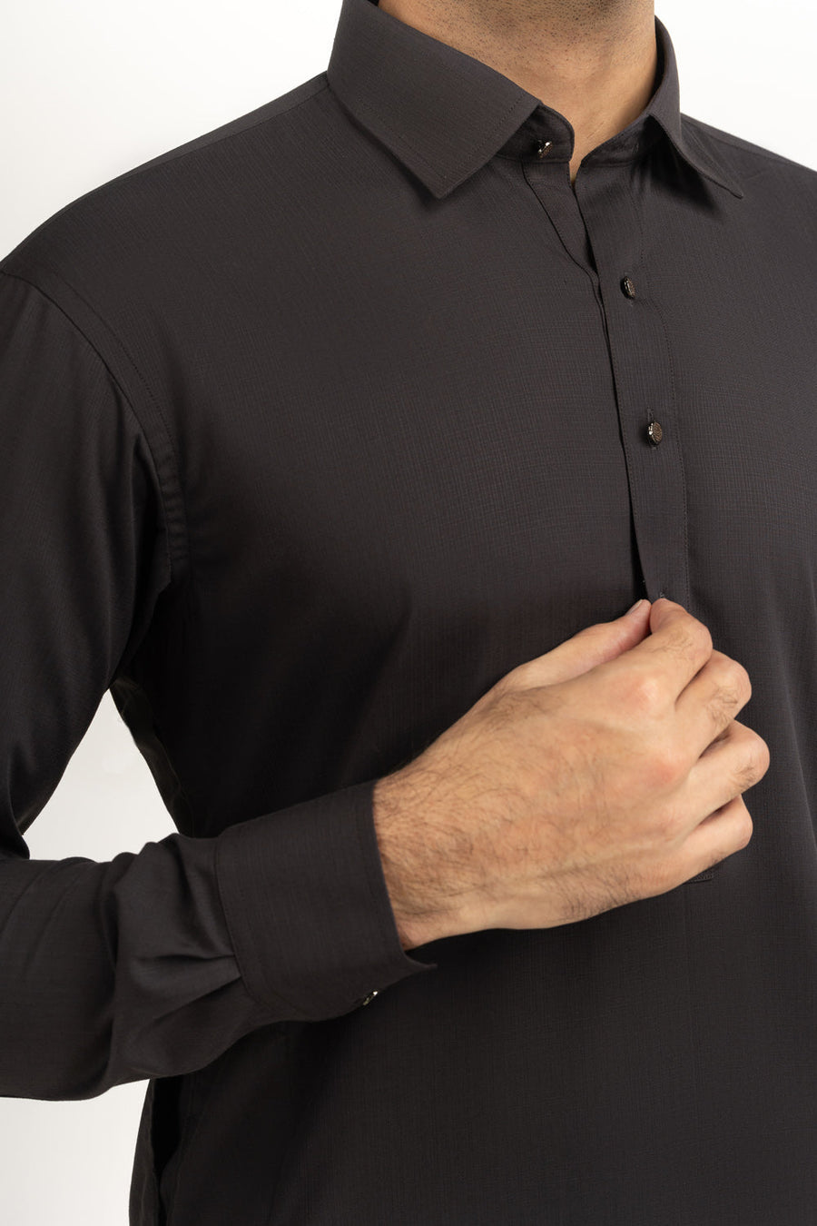 Slate Blue Cotton 2-Piece Kurta | Button-Front Collar