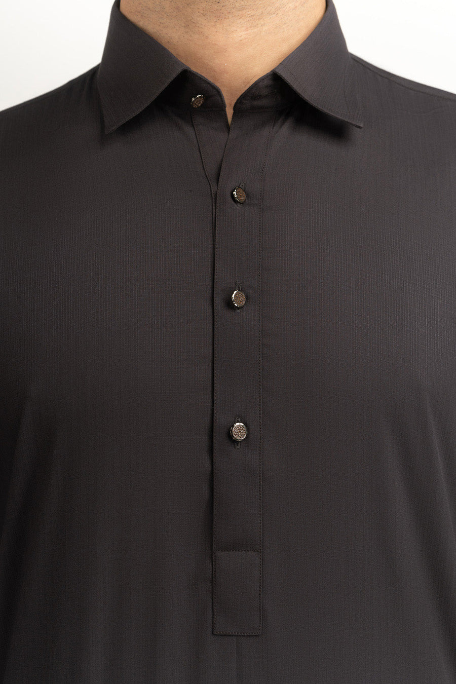 Slate Blue Cotton 2-Piece Kurta | Button-Front Collar