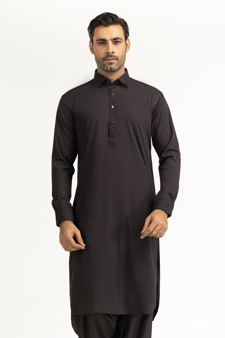 Slate Blue Cotton 2-Piece Kurta | Button-Front Collar