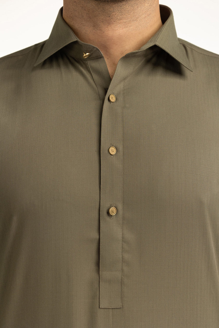 Slate Blue Cotton 2-Piece Kurta | Button-Front Collar