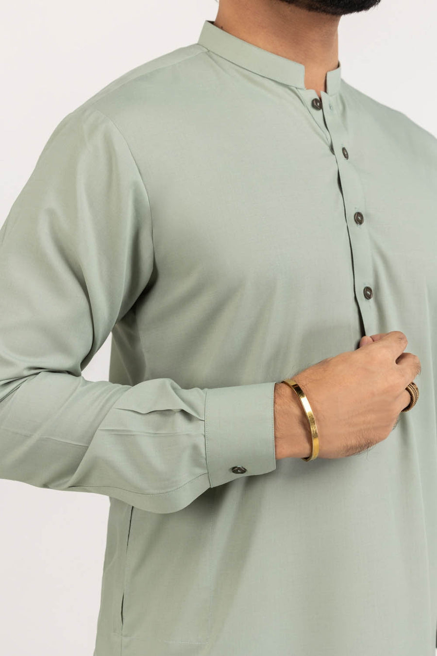 Ivory Cotton 2-Piece Kurta Set | Mandarin Collar