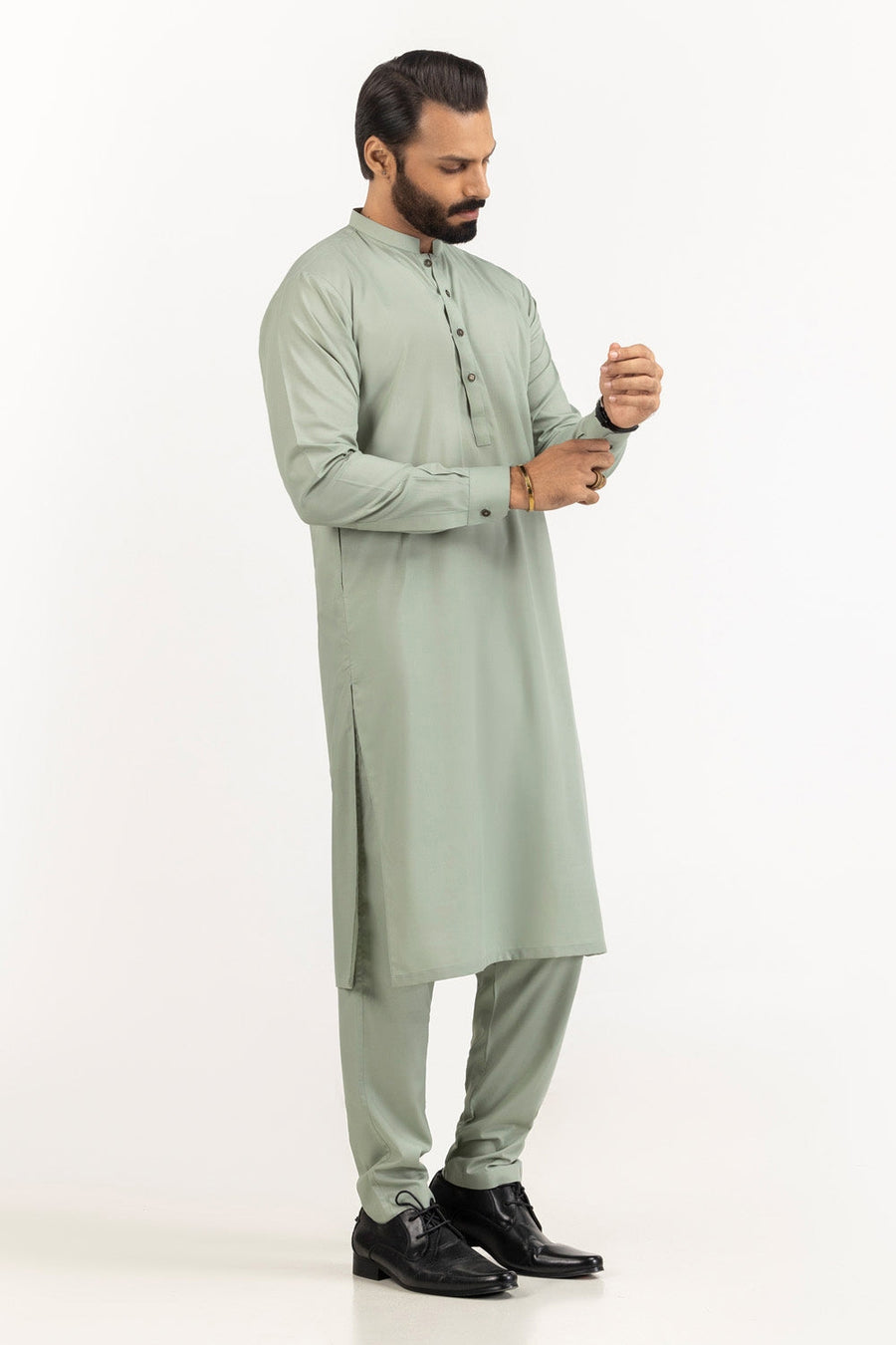 Ivory Cotton 2-Piece Kurta Set | Mandarin Collar