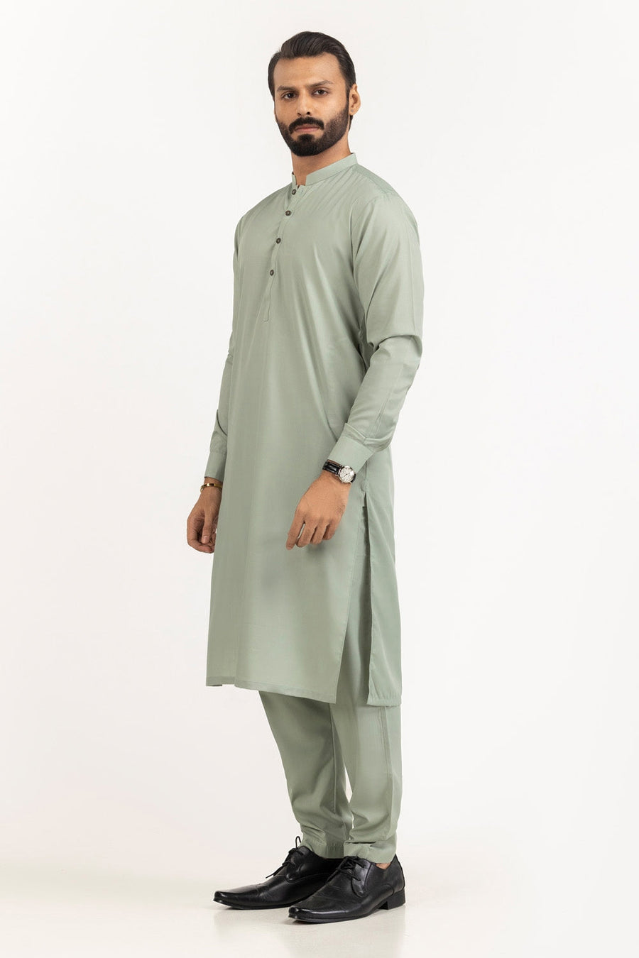 Ivory Cotton 2-Piece Kurta Set | Mandarin Collar