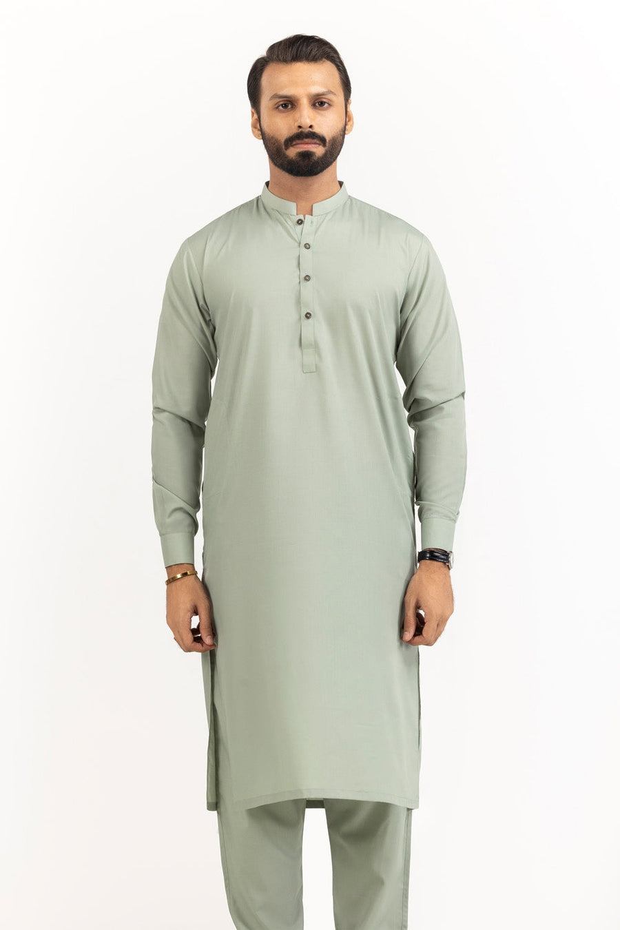 Ivory Cotton 2-Piece Kurta Set | Mandarin Collar