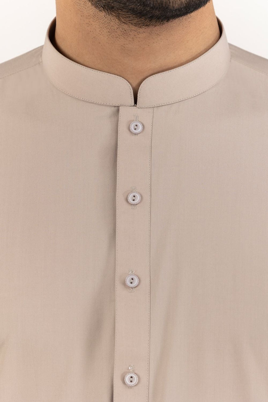 Ivory Cotton 2-Piece Kurta Set | Mandarin Collar