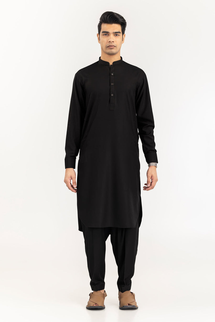 Off-White Cotton Blend 2-Piece Kurta | Mandarin Collar