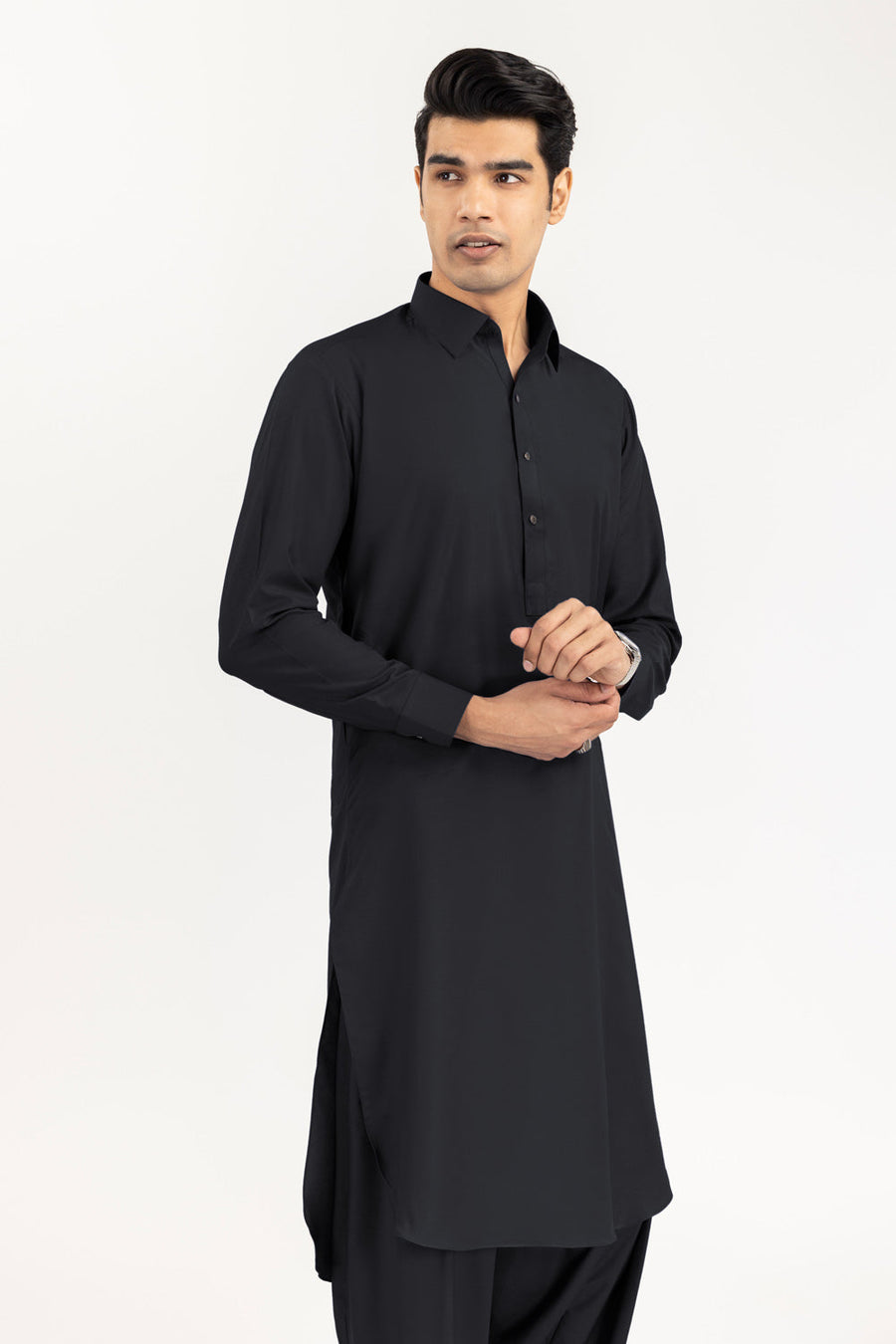 Off-White Cotton Blend 2-Piece Kurta | Mandarin Collar