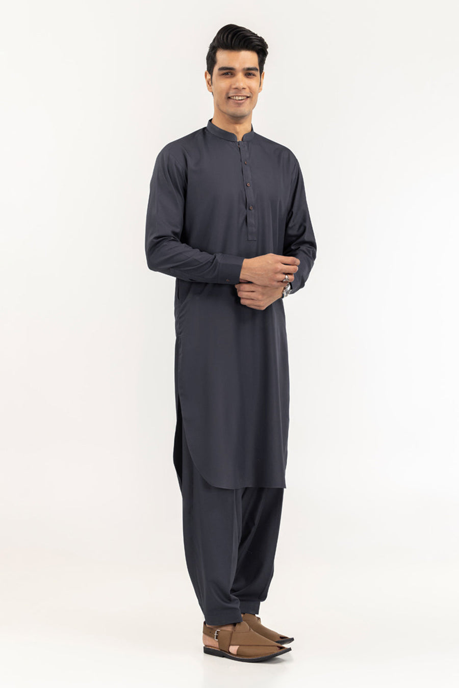 Off-White Cotton Blend 2-Piece Kurta | Mandarin Collar