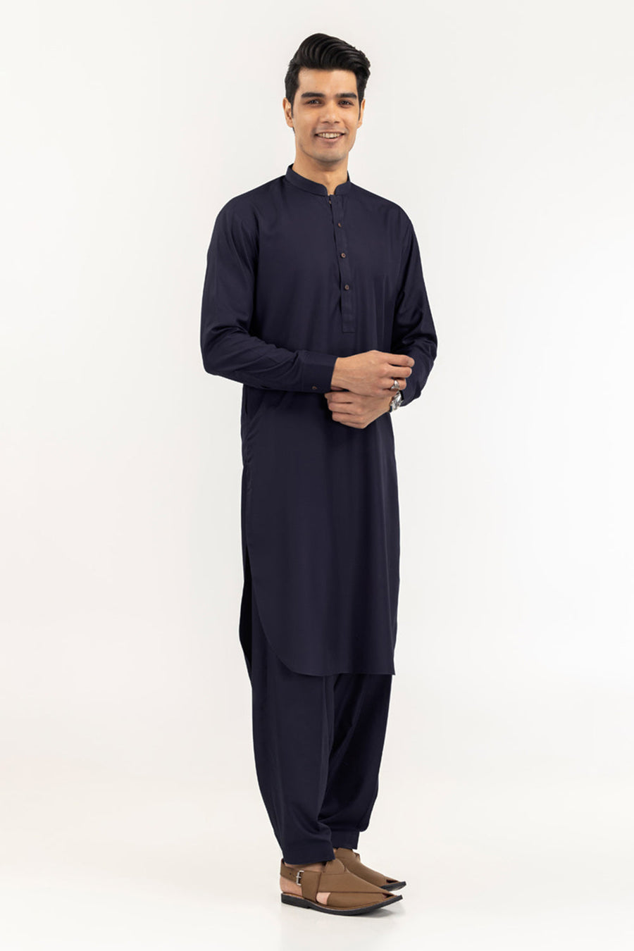 Off-White Cotton Blend 2-Piece Kurta | Mandarin Collar