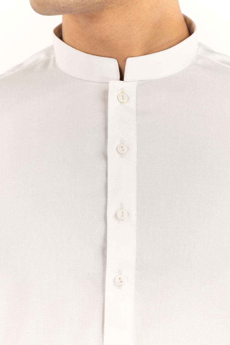 Off-White Cotton Blend 2-Piece Kurta | Mandarin Collar