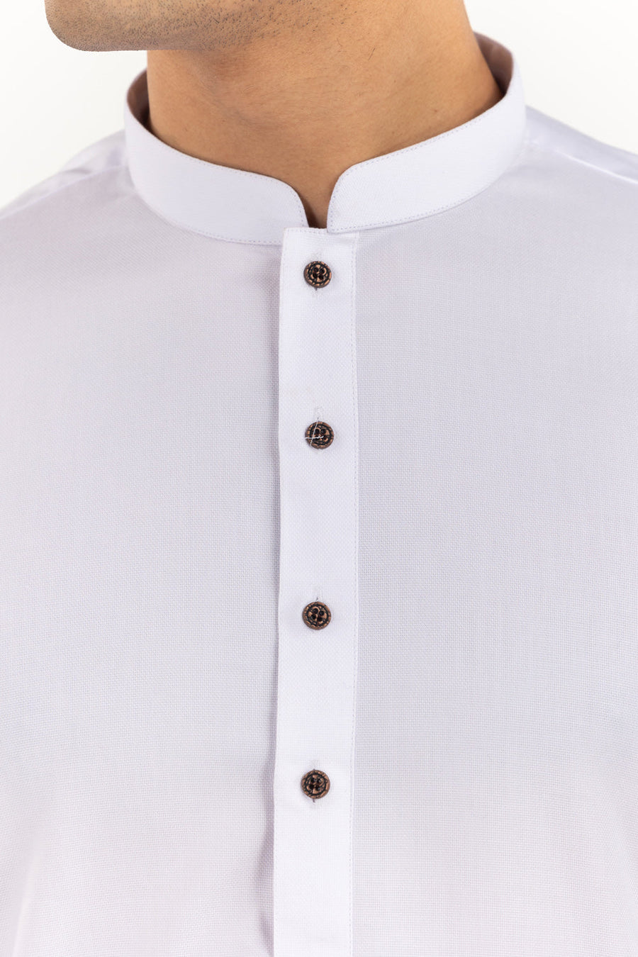 Off-White Cotton Blend 2-Piece Kurta | Mandarin Collar