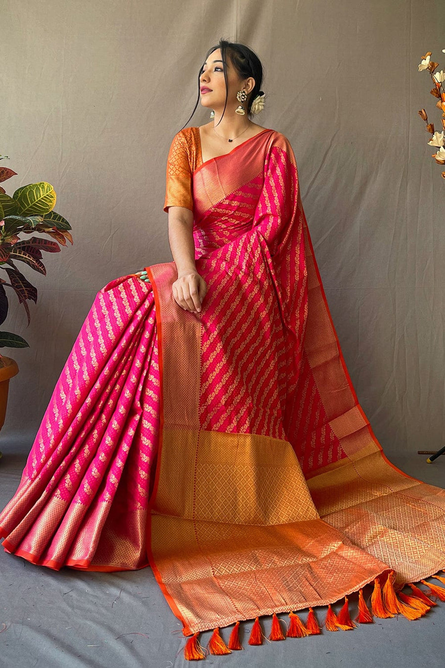 Hot Pink Patola Saree - Pehnaawaa