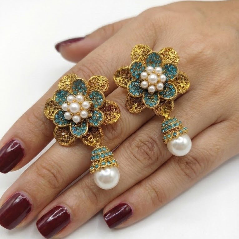 Pearl Petal Mini Jhumkas - Pehnaawaa