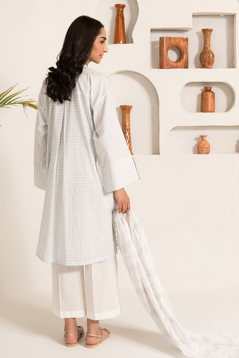 PORCELAIN GRIS-3PC (SHIRT,DUPATTA & TROUSER) - Pehnaawaa