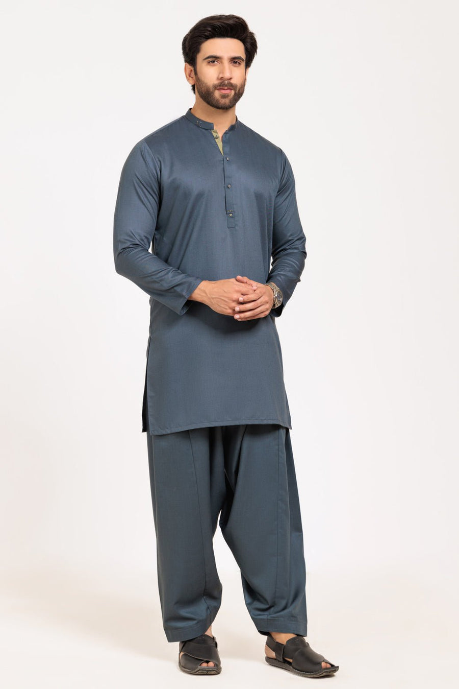 S - GREEN - BLENDED - KURTA TROUSER - (KSW24 - 029) - Pehnaawaa