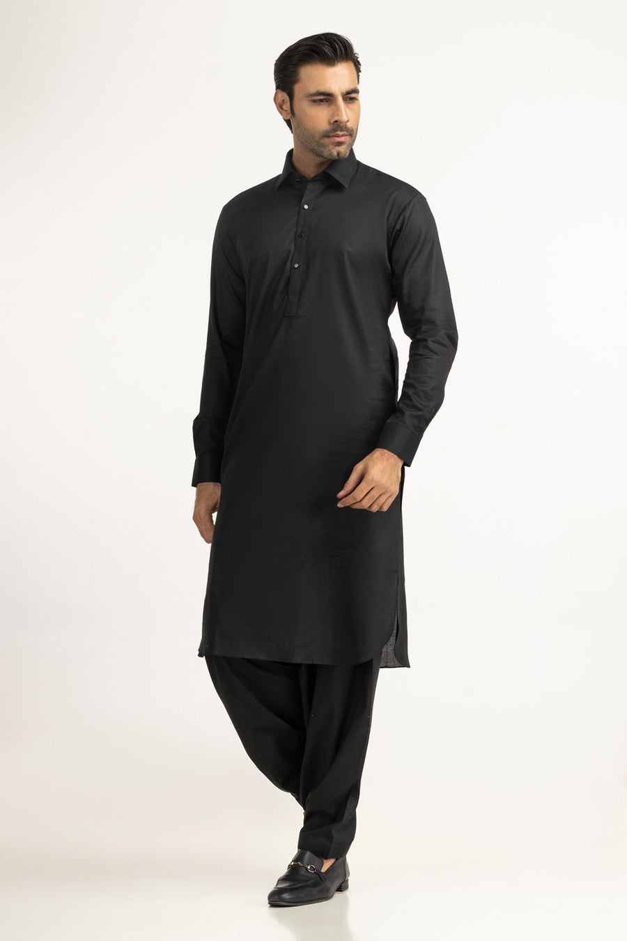 Ivory Cotton 2-Piece Kurta Set | Collared Polo-Style