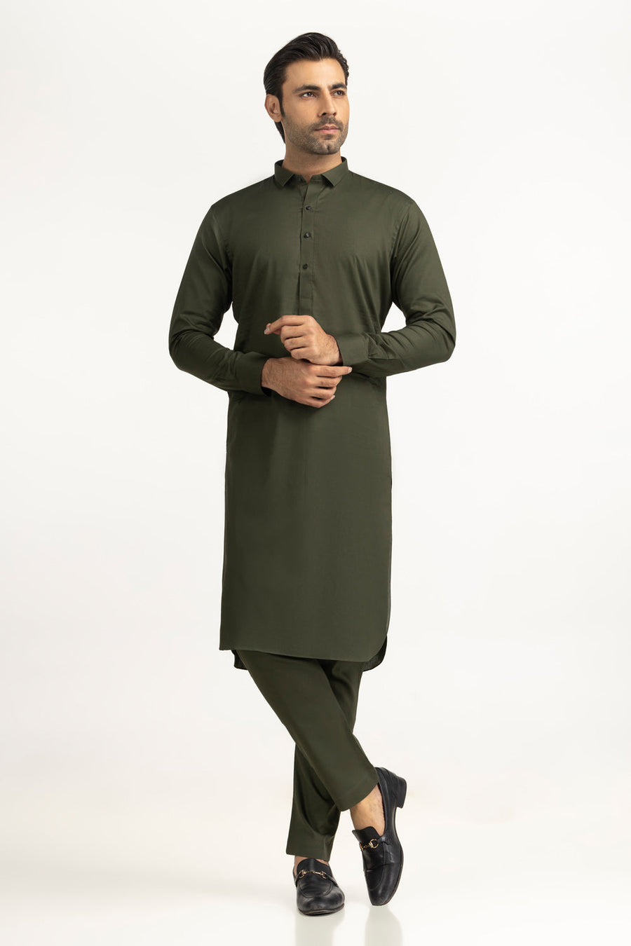 Ivory Cotton 2-Piece Kurta Set | Collared Polo-Style