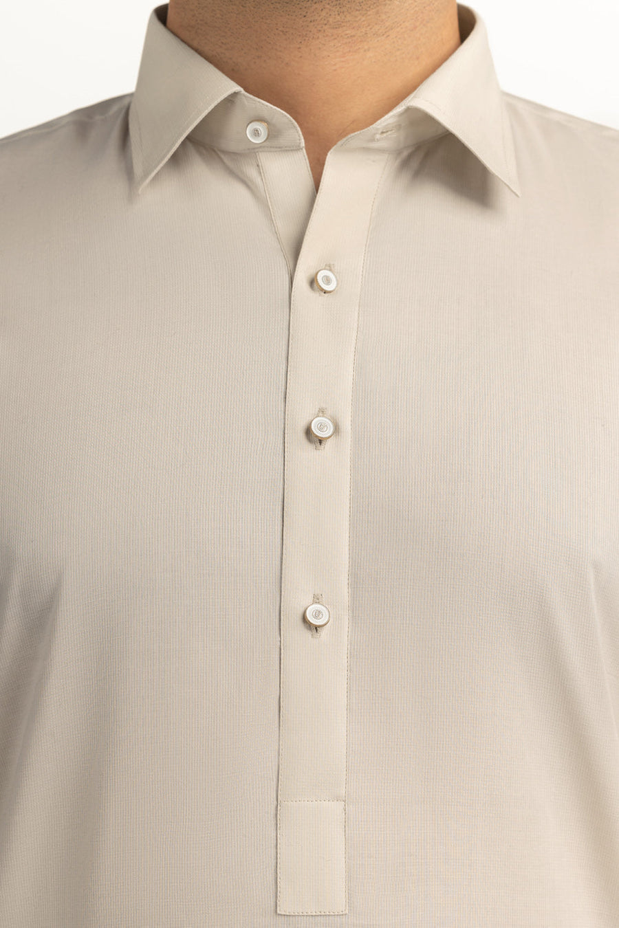 Ivory Cotton 2-Piece Kurta Set | Collared Polo-Style