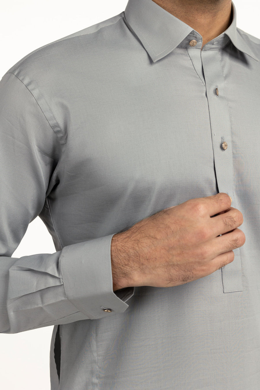 Ivory Cotton 2-Piece Kurta Set | Collared Polo-Style