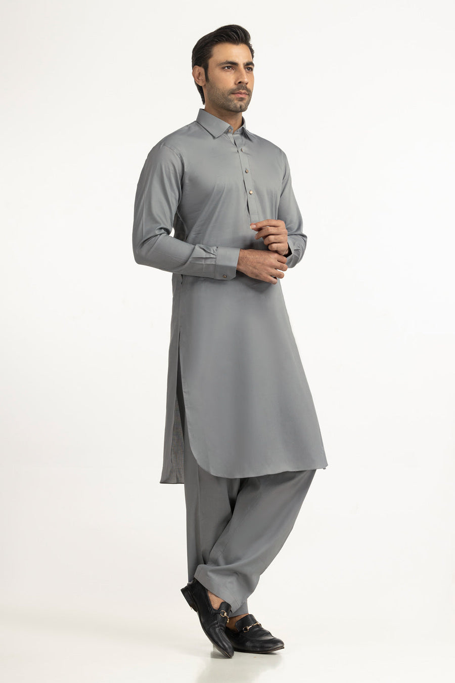 Ivory Cotton 2-Piece Kurta Set | Collared Polo-Style
