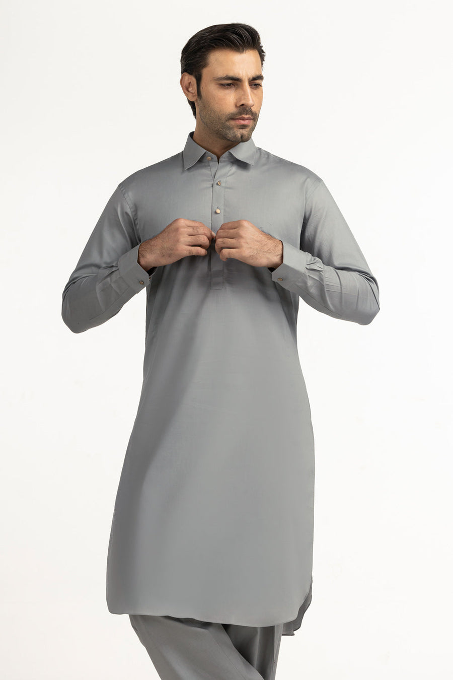 Ivory Cotton 2-Piece Kurta Set | Collared Polo-Style