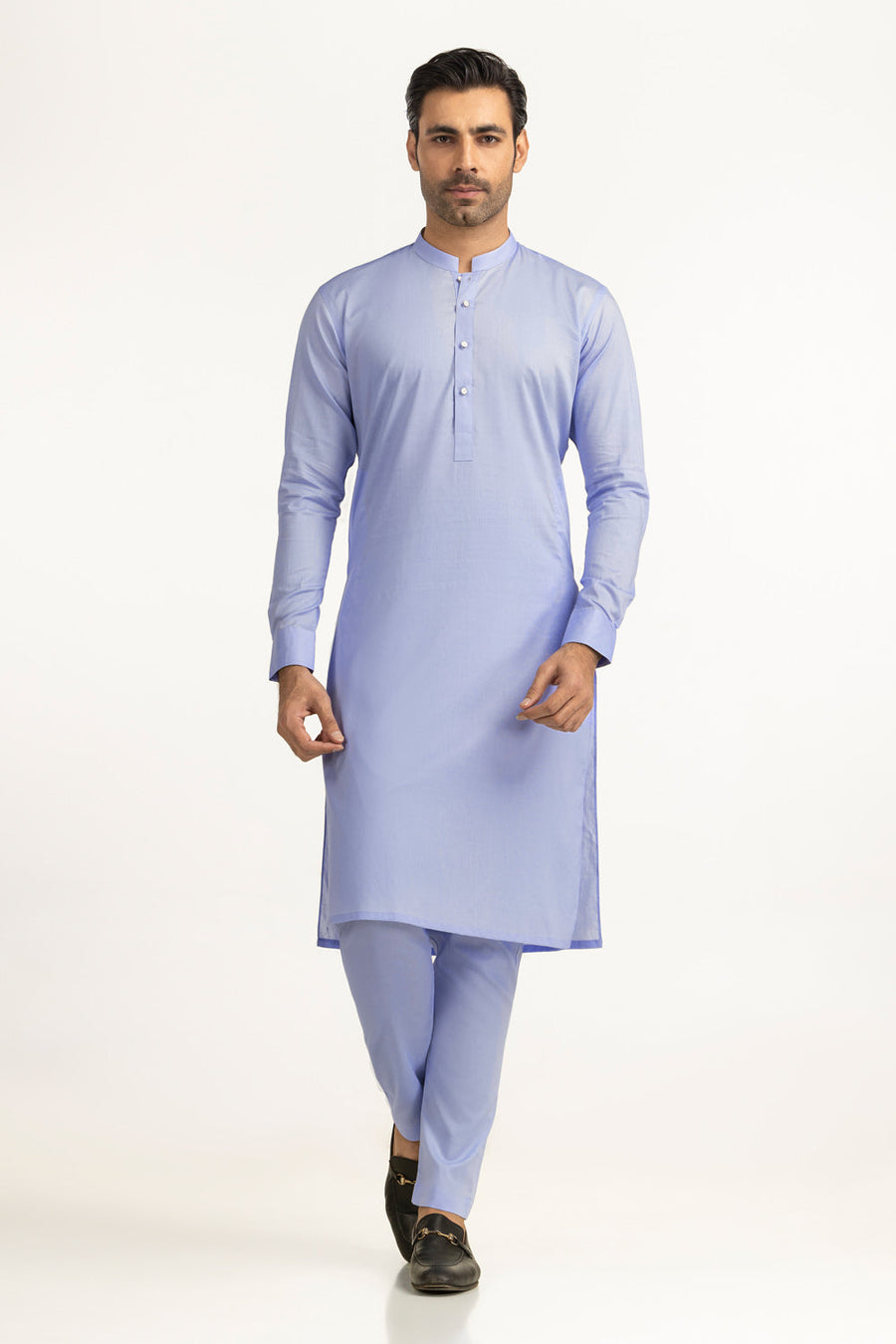 Ivory Cotton 2-Piece Kurta Set | Collared Polo-Style
