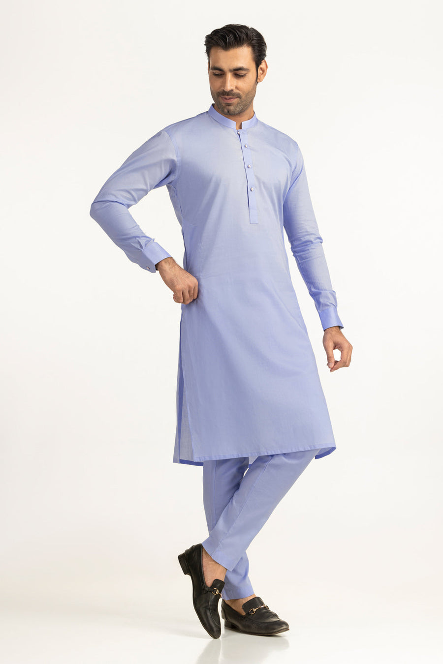 Ivory Cotton 2-Piece Kurta Set | Collared Polo-Style