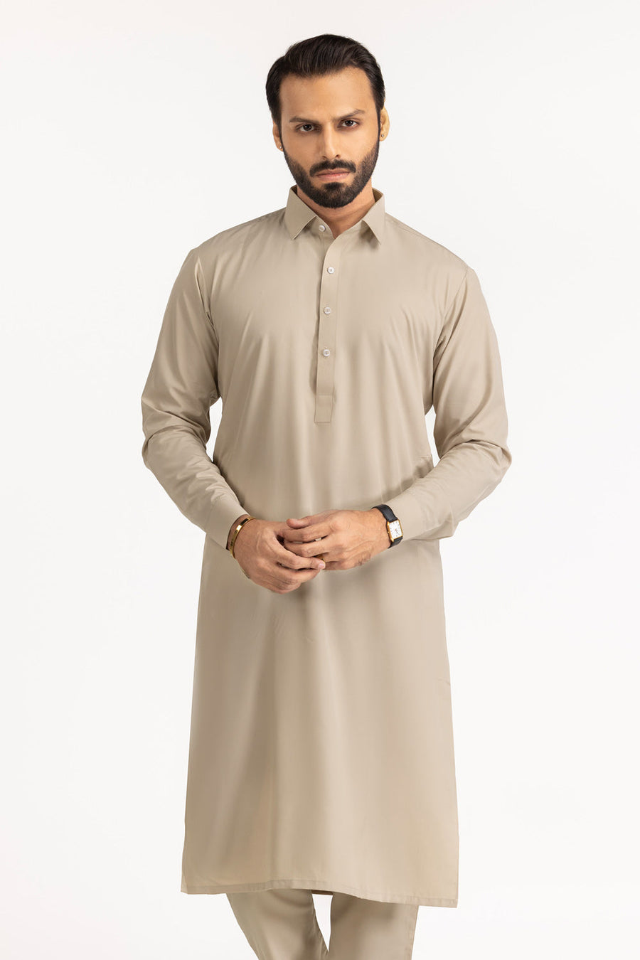 Ivory Cotton 2-Piece Kurta Set | Mandarin Collar