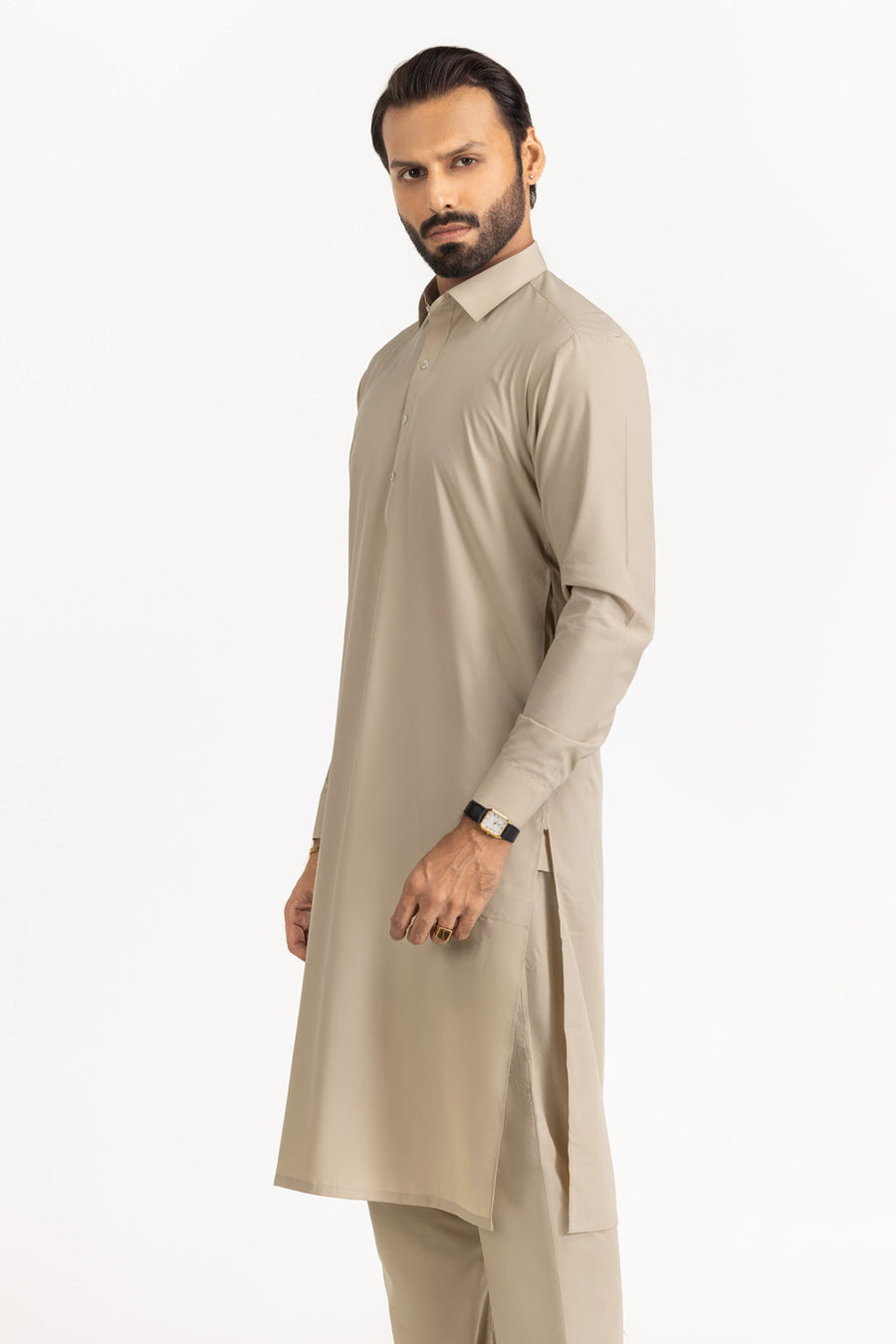 Ivory Cotton 2-Piece Kurta Set | Mandarin Collar