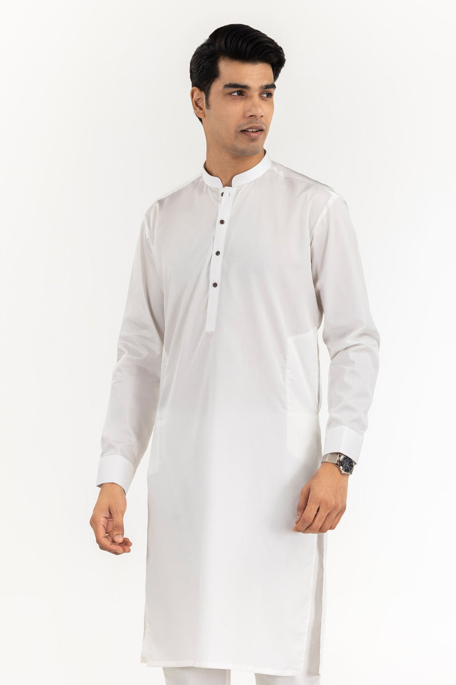Ivory Cotton 2-Piece Kurta Set | Mandarin Collar
