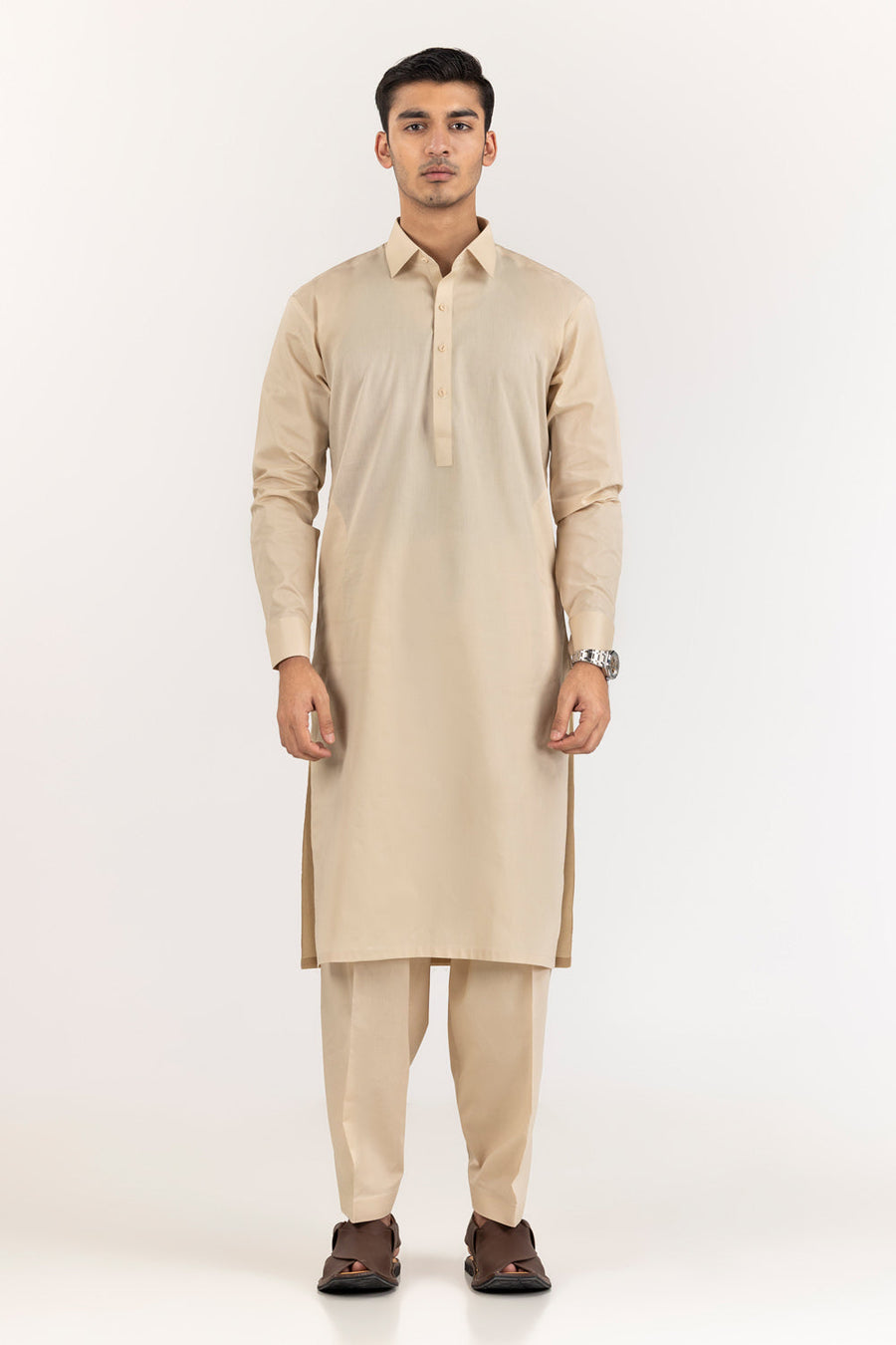 Ivory Cotton 2-Piece Kurta Set | Mandarin Collar