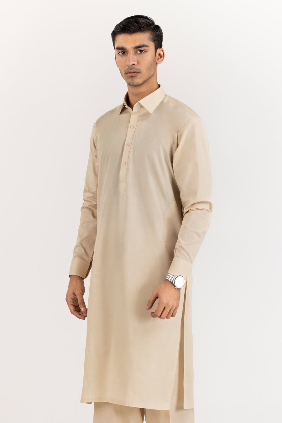 Ivory Cotton 2-Piece Kurta Set | Mandarin Collar