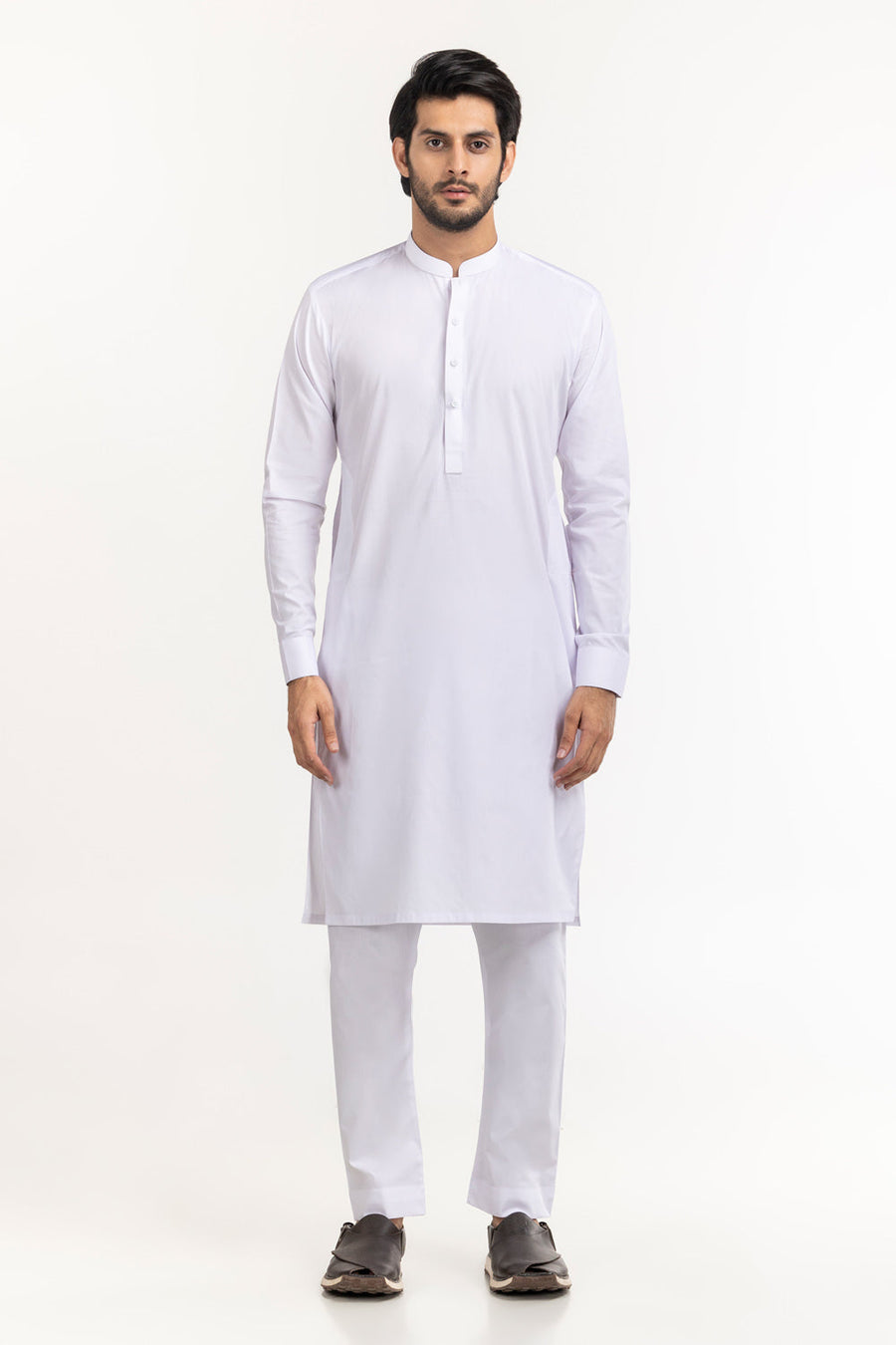 Ivory Cotton 2-Piece Kurta Set | Mandarin Collar