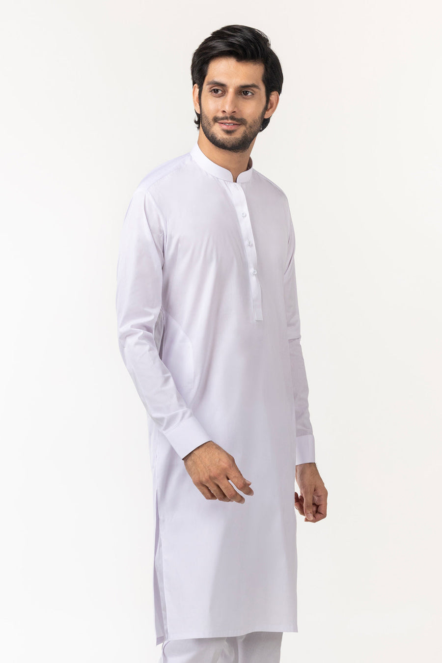 Ivory Cotton 2-Piece Kurta Set | Mandarin Collar