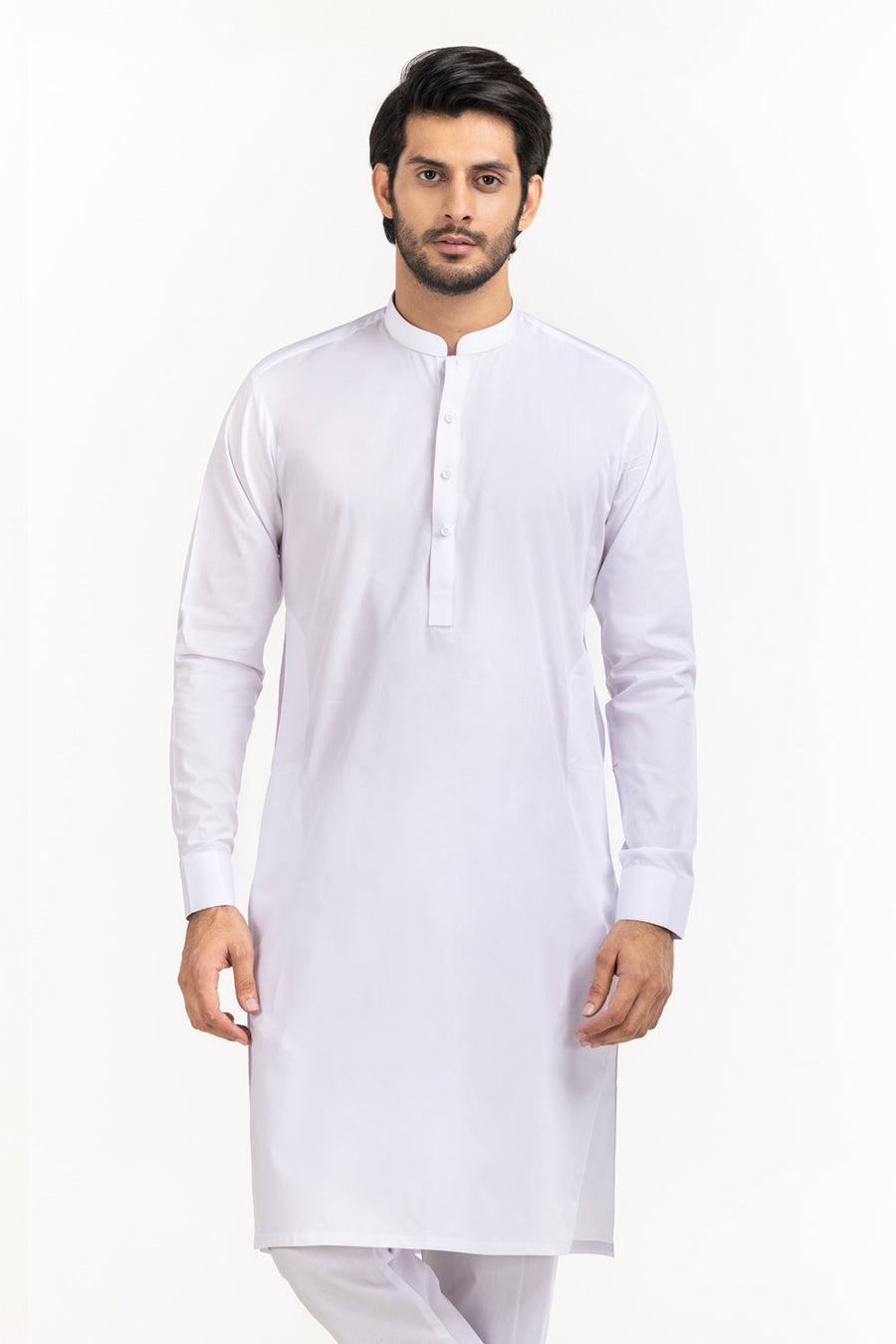 Ivory Cotton 2-Piece Kurta Set | Mandarin Collar