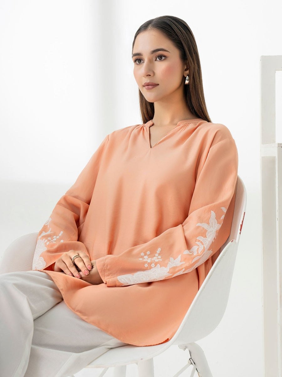 Silk Embroidered Top - Pehnaawaa