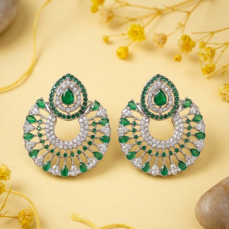 Silver Moon Drop Stud Earrings - Pehnaawaa