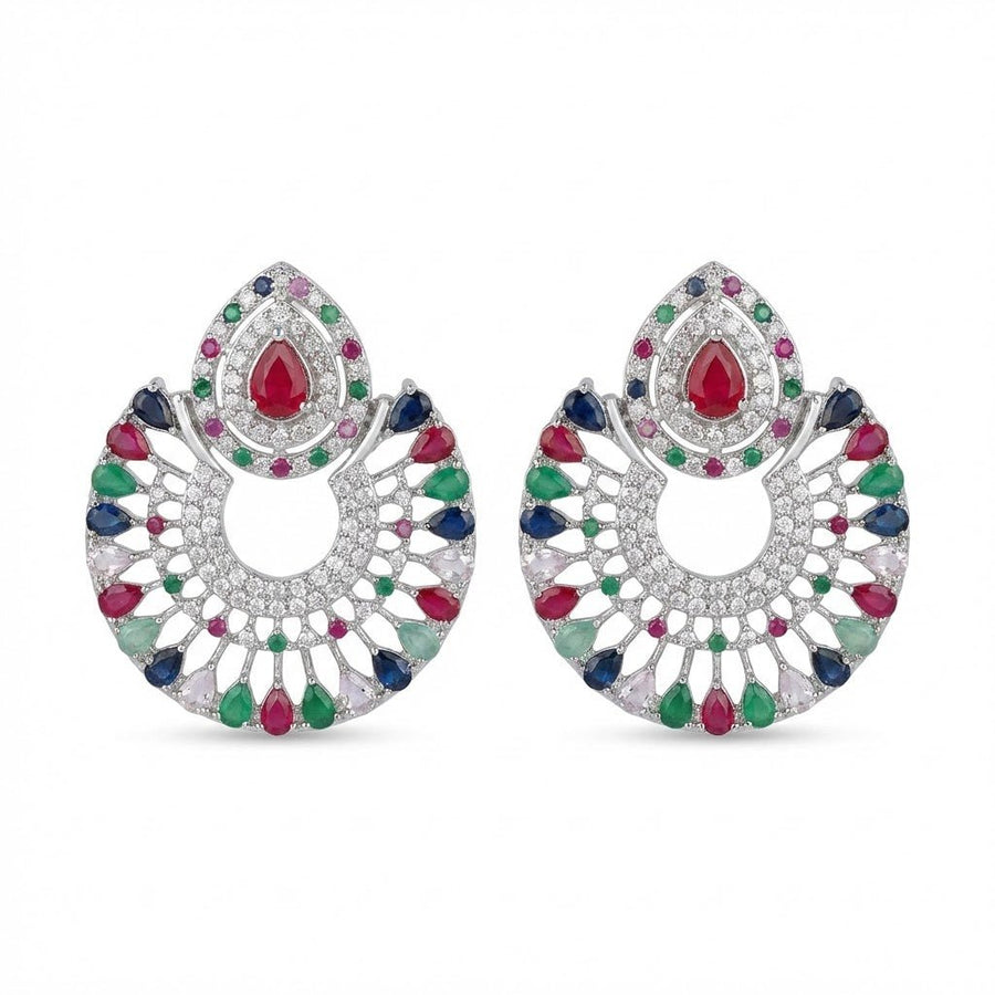 Silver Moon Drop Stud Earrings - Pehnaawaa