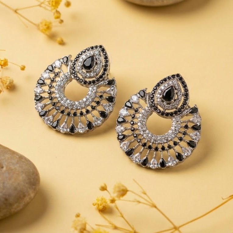 Silver Moon Drop Stud Earrings - Pehnaawaa