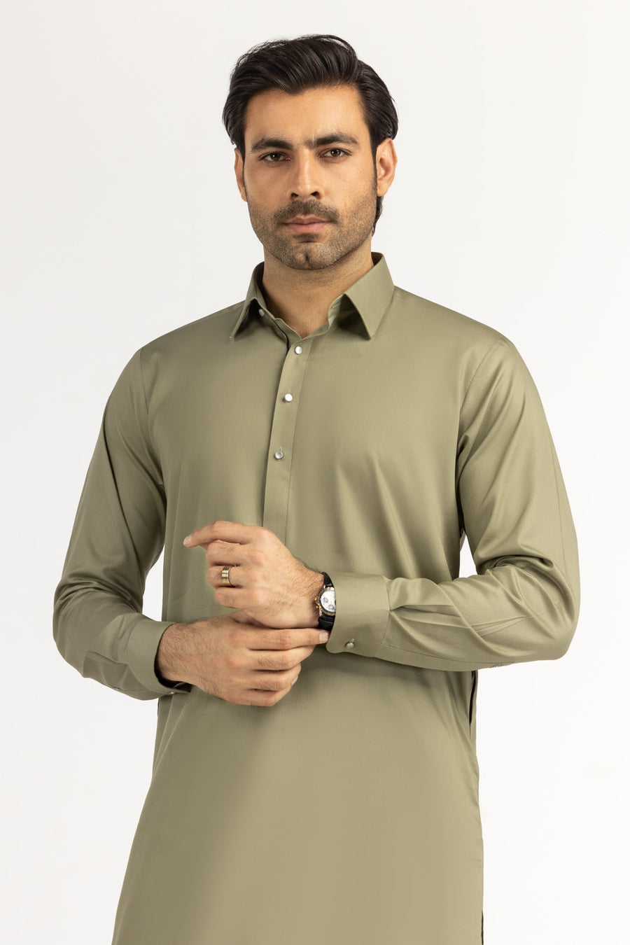 Sage Mulberry Silk 2-Piece Men's Kurta | Relaxed Fit