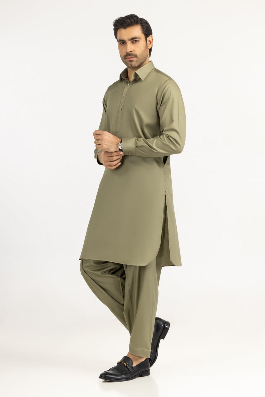 Sage Mulberry Silk 2-Piece Men's Kurta | Relaxed Fit