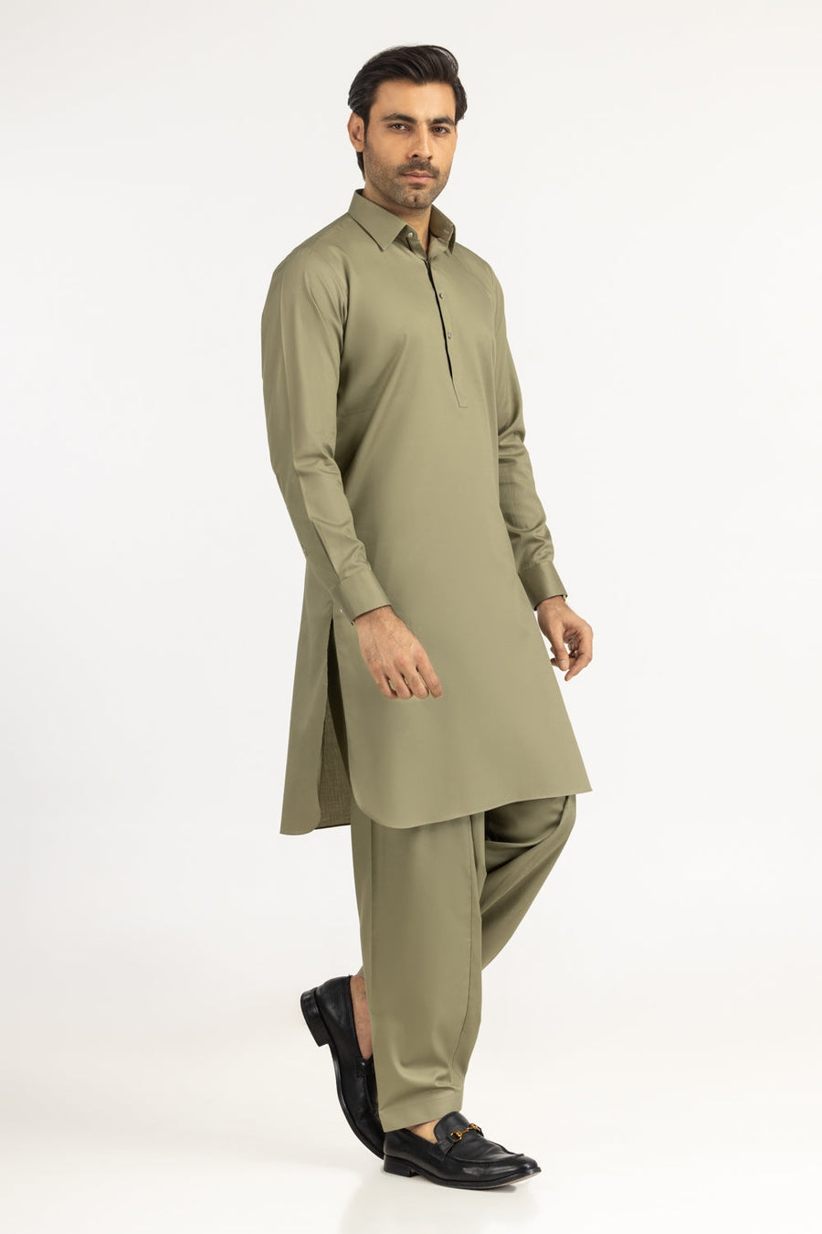 Sage Mulberry Silk 2-Piece Men's Kurta | Relaxed Fit