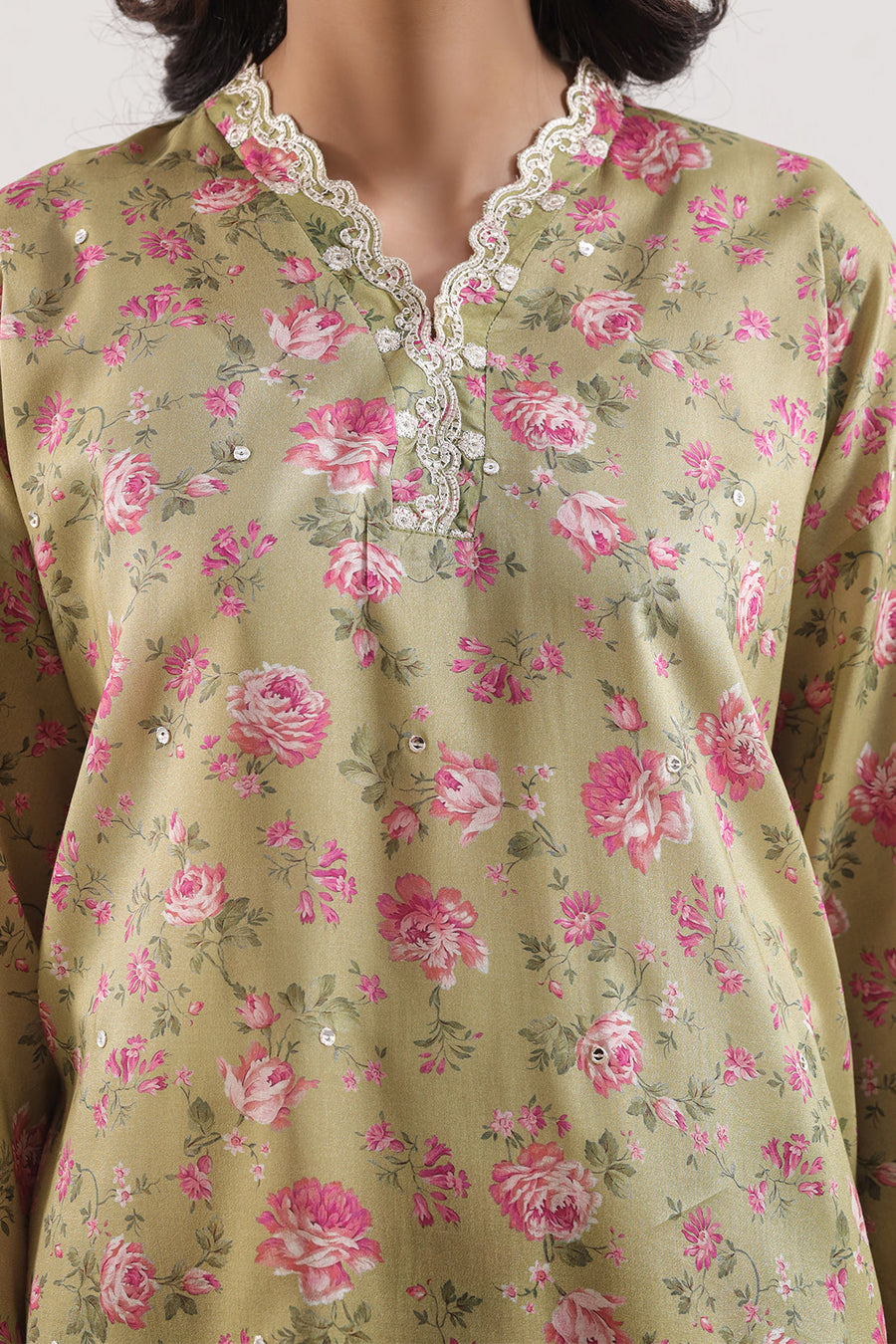 Printed Embroidered Arabic Lawn Stitched 2 Piece (Shirt/Trouser) - Pehnaawaa